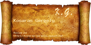 Kosaras Gergely névjegykártya